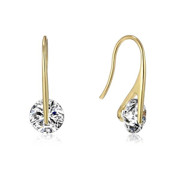 A&A+ Quatif Jewelry - 4 CTW Swarovski® Crystals 14k Gold Overlay Drop Earrings